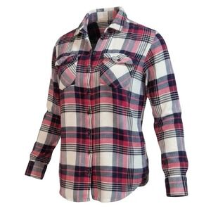 Thread & Supply‎ Shirt Medium L Red White Plaid Flannel Button Up Top Grunge 90s